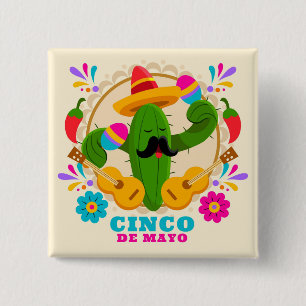 Badge Carré 5 Cm Bouton Cinco De Mayo
