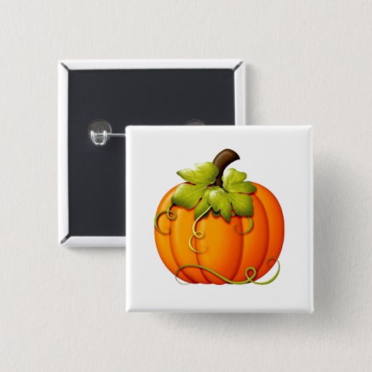 Badge Carré 5 Cm Bouton Citrouille d'automne (Devant & derrière)