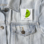 Badge Carré 5 Cm Bouton Citrus Lime Nom (En situation)