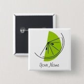 Badge Carré 5 Cm Bouton Citrus Lime Nom (Devant & derrière)