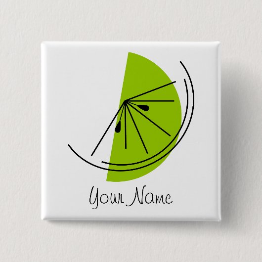 Badge Carré 5 Cm Bouton Citrus Lime Nom (Devant)