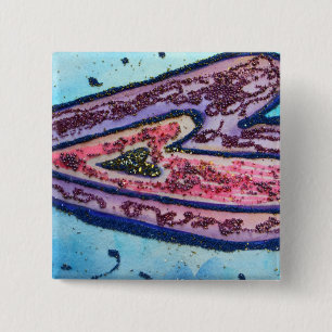 Badge Carré 5 Cm Bouton Coeur de foi