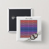 Badge Carré 5 Cm Bouton Coeurs Diamants Noir & Blanc (Devant & derrière)