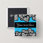 Badge Carré 5 Cm Bouton Coeurs Zebra (Devant & derrière)