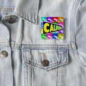 Badge Carré 5 Cm Bouton "Coloring California 2" (En situation)