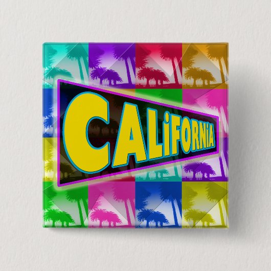Badge Carré 5 Cm Bouton "Coloring California 2" (Devant)