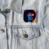 Badge Carré 5 Cm Bouton cool/Rétro (En situation)