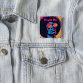 Badge Carré 5 Cm Bouton cool/Rétro (En situation)