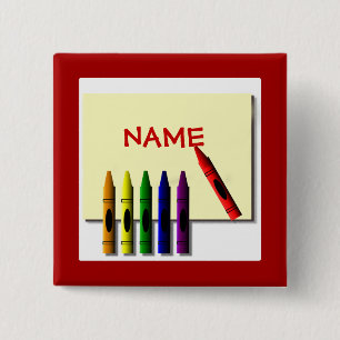 Badge Carré 5 Cm Bouton Couleur de couleur claire mon nom