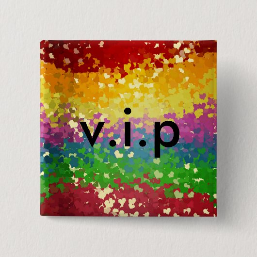 Badge Carré 5 Cm bouton couleurs vives ines, v.i.p (Devant)
