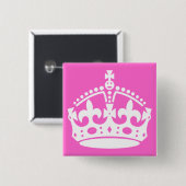 Badge Carré 5 Cm Bouton Couronne blanche (Devant & derrière)