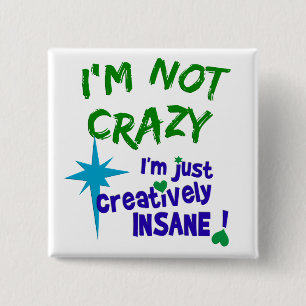 Badge Carré 5 Cm Bouton créatif fou
