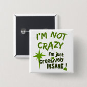 Badge Carré 5 Cm Bouton créatif fou (Devant & derrière)