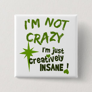 Badge Carré 5 Cm Bouton créatif fou