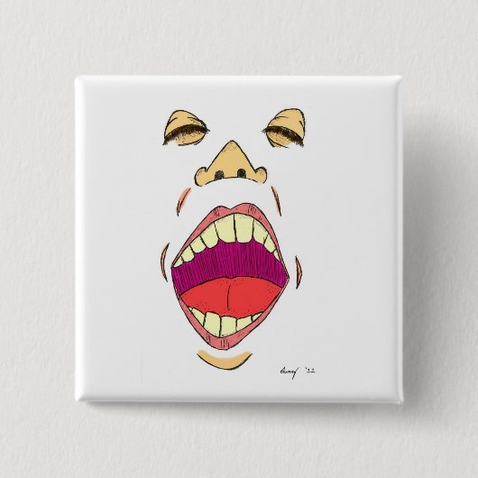 Badge Carré 5 Cm Bouton "crier" (Devant)