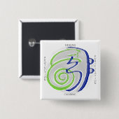 Badge Carré 5 Cm Bouton curatif de Reiki (Devant & derrière)