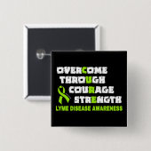 Badge Carré 5 Cm Bouton CURE...Lyme (Devant & derrière)