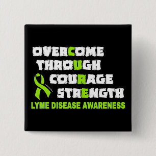Badge Carré 5 Cm Bouton CURE...Lyme