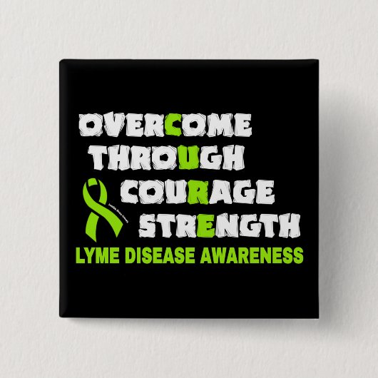 Badge Carré 5 Cm Bouton CURE...Lyme (Devant)