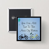 Badge Carré 5 Cm Bouton customisé de bicyclettes (Devant & derrière)