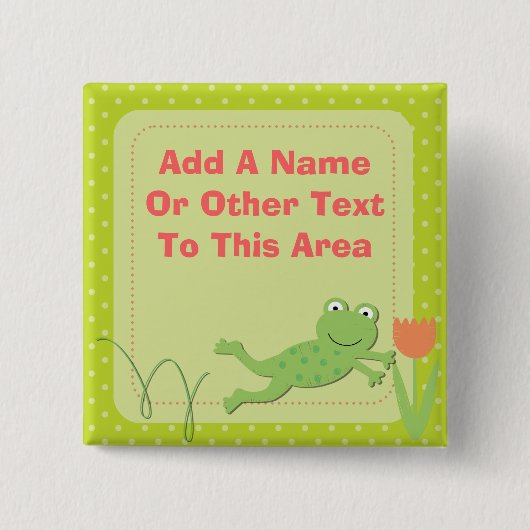 Badge Carré 5 Cm Bouton customisé de grenouille (Devant)