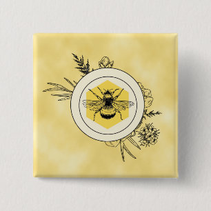 Badge Carré 5 Cm Bouton d'abeille