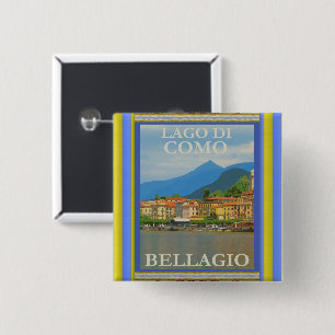 Badge Carré 5 Cm Bouton d'affiche Bellagio Italie