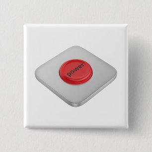 Badge Carré 5 Cm Bouton d'alimentation rond rouge