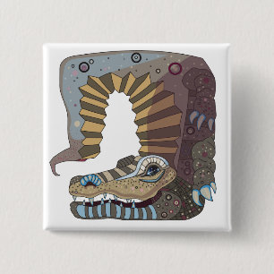 Badge Carré 5 Cm bouton d'alligator