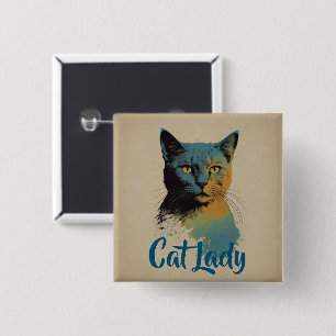 Badge Carré 5 Cm Bouton dame du chat