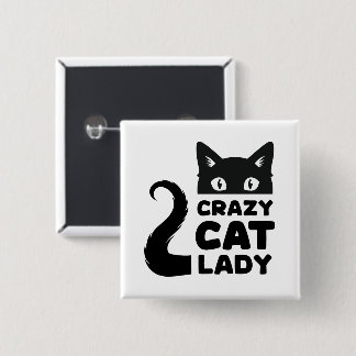 Badge Carré 5 Cm Bouton dame du chat fou