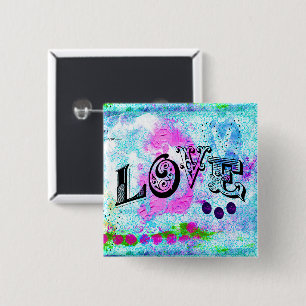 Badge Carré 5 Cm Bouton d'amour
