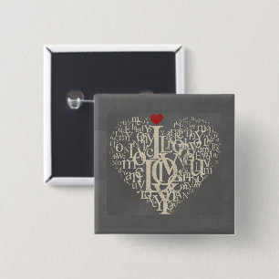 Badge Carré 5 Cm Bouton d'amour