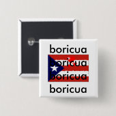 Badge Carré 5 Cm Bouton d'amour de Boricua (Devant & derrière)
