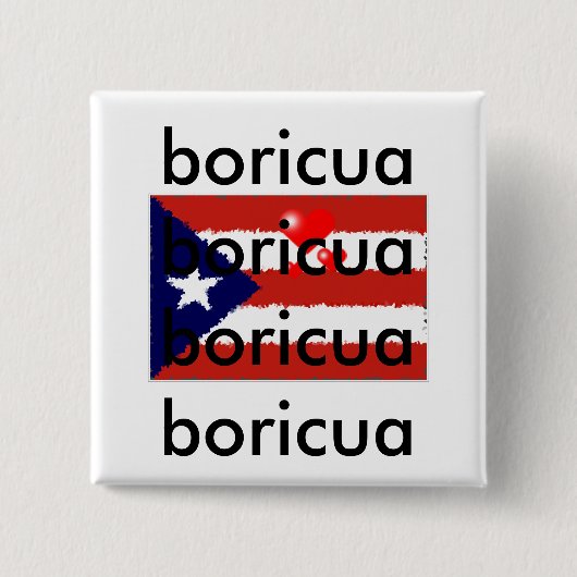 Badge Carré 5 Cm Bouton d'amour de Boricua (Devant)