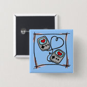 Badge Carré 5 Cm Bouton d'amour de Gamer (Devant & derrière)