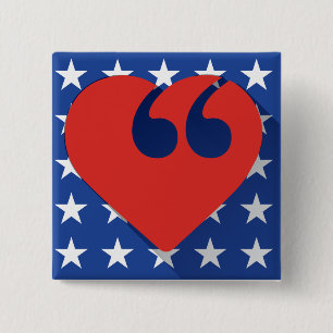 Badge Carré 5 Cm Bouton d'amour des Etats-Unis de liberté de parol