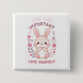Badge Carré 5 Cm Bouton d'amour propre de lapin mignon - Vous êtes