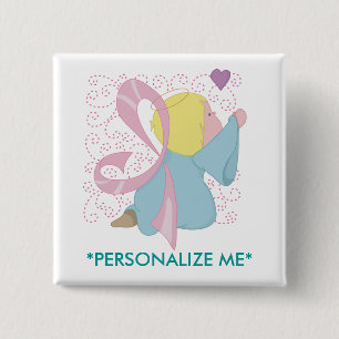 Badge Carré 5 Cm Bouton d'ange de cancer du sein - customisé