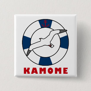 Badge Carré 5 Cm Bouton d'anneau de goéland et de nage