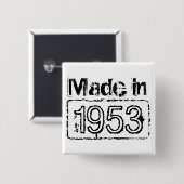 Badge Carré 5 Cm Bouton d'anniversaire avec l'année de naissance (Devant & derrière)