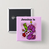 Badge Carré 5 Cm Bouton d'anniversaire customisé Filles Clown (Devant & derrière)