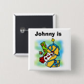 Badge Carré 5 Cm Bouton d'anniversaire de clown customisé (Devant & derrière)