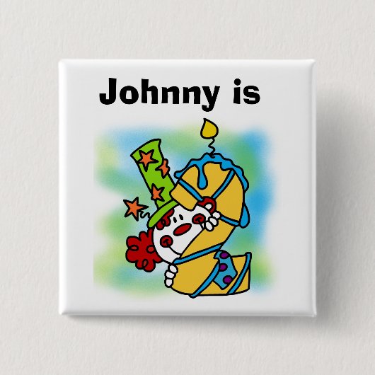 Badge Carré 5 Cm Bouton d'anniversaire de clown customisé (Devant)