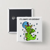 Badge Carré 5 Cm Bouton d'anniversaire du dragon customisé (Devant & derrière)