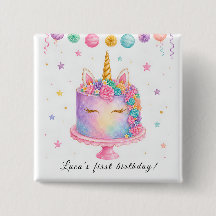 Bouton d'anniversaire Licorne