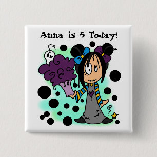 Badge Carré 5 Cm Bouton d'anniversaire Skelekinz customisé