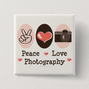 Badge Carré 5 Cm Bouton d'appareil-photo de photographie d'amour de