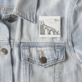 Badge Carré 5 Cm Bouton d'aqueduc cérébral (En situation)