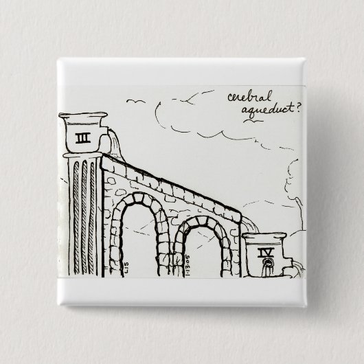 Badge Carré 5 Cm Bouton d'aqueduc cérébral (Devant)
